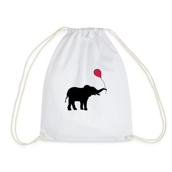 Cadeau d’éléphant ballon rouge - Sac de sport léger - blanc - Devant