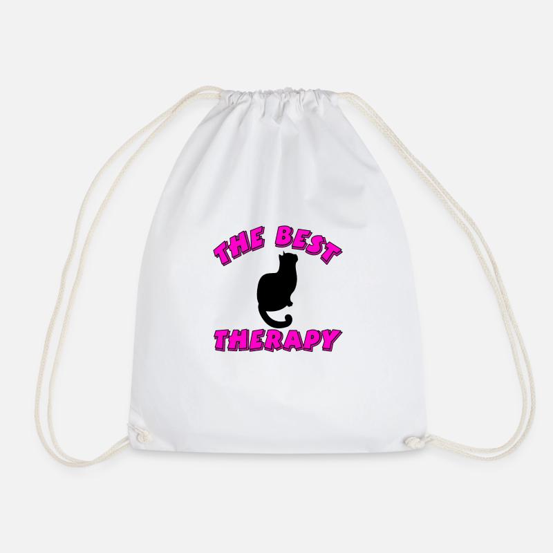 Cat - Drawstring Bag - white