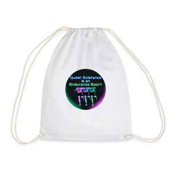 Queer Existance is an Endurance Sport - Drawstring Bag - white - Front