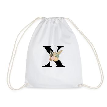 letter X flowered - Drawstring Bag - white - Front