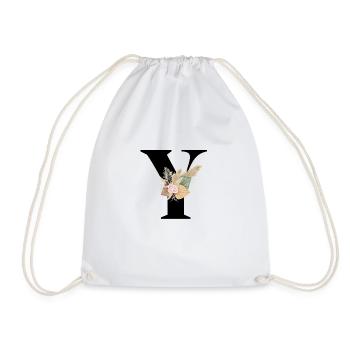 letter Y flowers - Drawstring Bag - white - Front