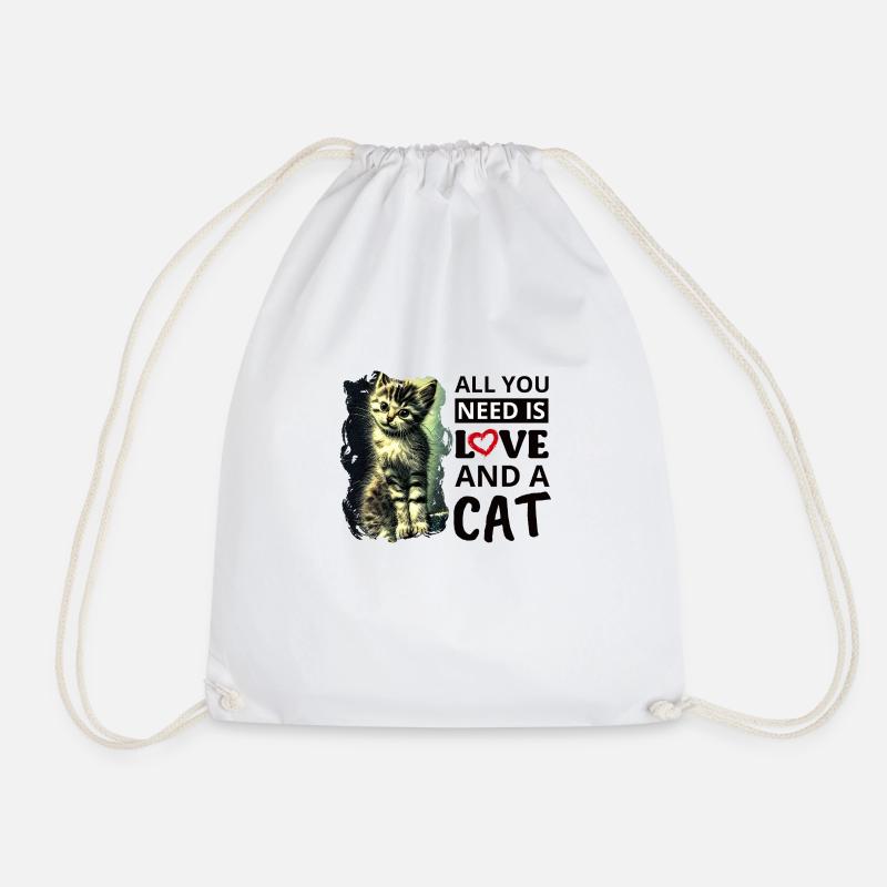 Alles, was Sie brauchen, ist Liebe und eine Katze - Turnbeutel - Weiß