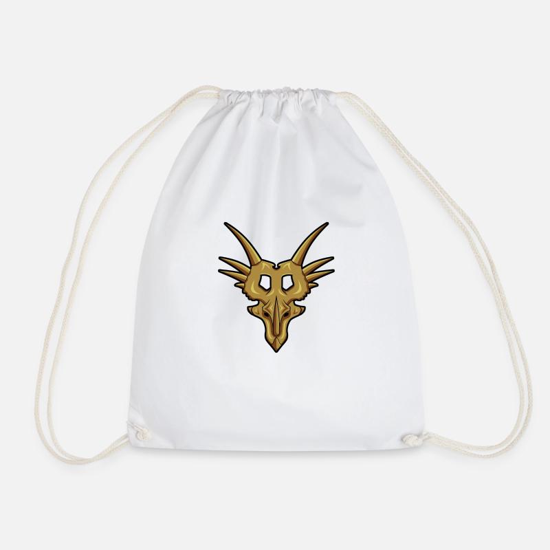styracosaurus skull - Drawstring Bag - white