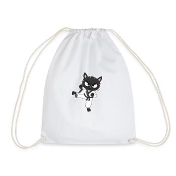 KATZE - KATER - KAMPFKATZE - KARATE - TIGER - Turnbeutel - Weiß - Vorne