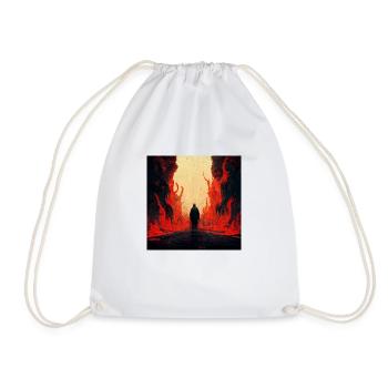 Man goes to the light through the fire of Hell - Drawstring Bag - white - Front