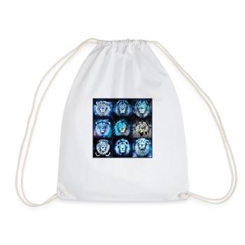 BLUE LION Collage - Drawstring Bag - white - Front