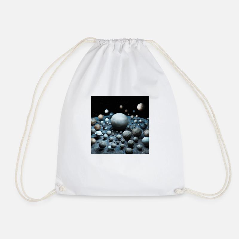 Planets and Stars - Drawstring Bag - white