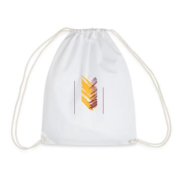 T-shirt with yellow-red pattern - Drawstring Bag - white - Front
