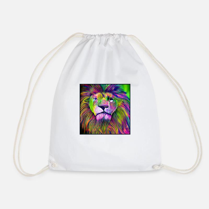 MULTI-COLOUR LION - Drawstring Bag - white