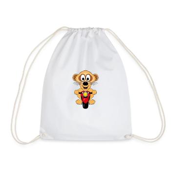 ERDMÄNNCHEN - MOTORRAD - TIER - KIND - BABY - Turnbeutel - Weiß - Vorne