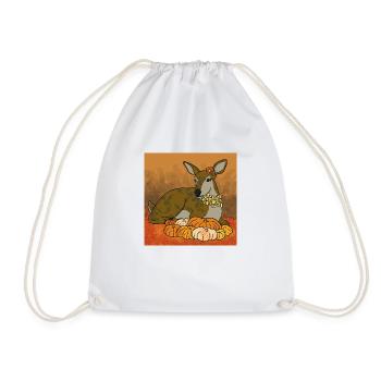 Thanksgiving Doe with Pumpkins - Drawstring Bag - white - Front