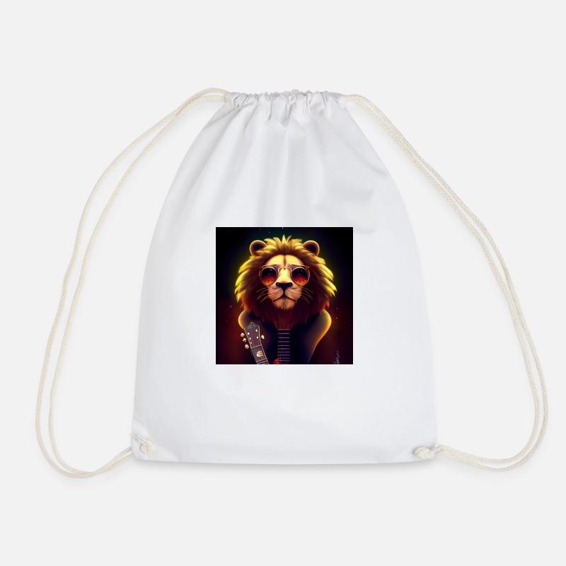 The rock n roll lion - Drawstring Bag - white