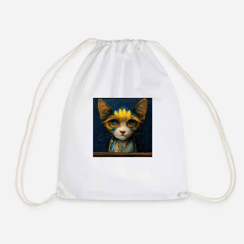 Süße Katze im Van-Gogh-Stil, sehr detailliert - Turnbeutel - Weiß