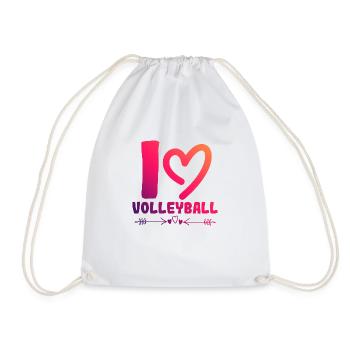 I love volleyball - Drawstring Bag - white - Front