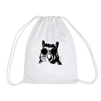 Squirrel Sunglasses Animal Cute Funny Cool 04 - Drawstring Bag - white - Front