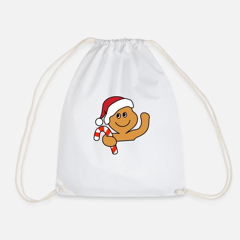 Christmas Gingerbread Man - Drawstring Bag - white