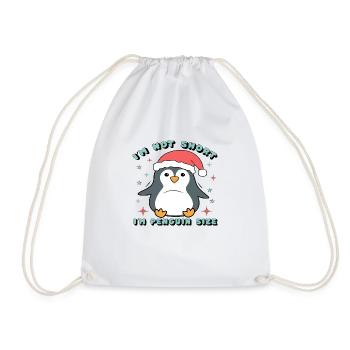 I ́m not Short I ́m Penguin Size - Drawstring Bag - white - Front