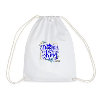Daughter of the King - Blue Design - Drawstring Bag - white - Front