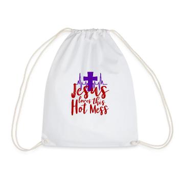 Jesus loves this hot mess - Red Design - Turnbeutel - Weiß - Vorne