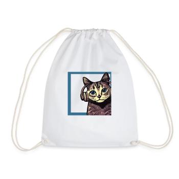 Chat écoutant de la musique avec des écouteurs - Sac de sport léger - blanc - Devant