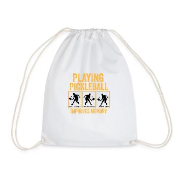 Playing pickleball improves memory - Drawstring Bag - white - Front