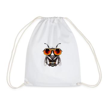 coole Biene mit Brille, Wespe, Hummel - Turnbeutel - Weiß - Vorne