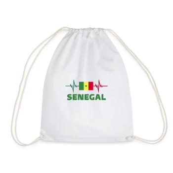 Senegal Football 2022 Heartbeat Senegal Football - Drawstring Bag - white - Front