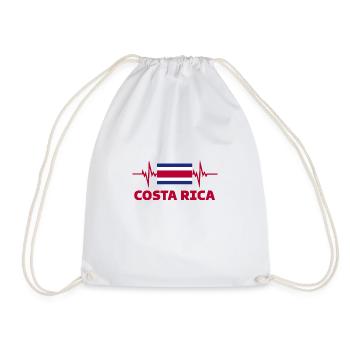 Costa Rica Football 2022 Heartbeat Costa Rica - Drawstring Bag - white - Front