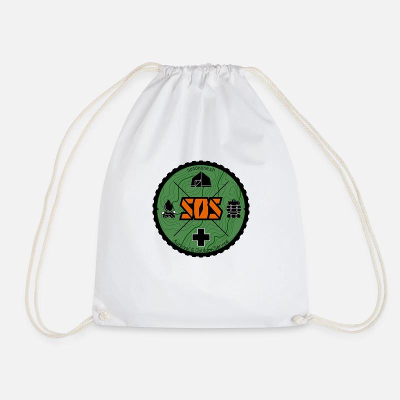 SOS Logo green - Drawstring Bag - white