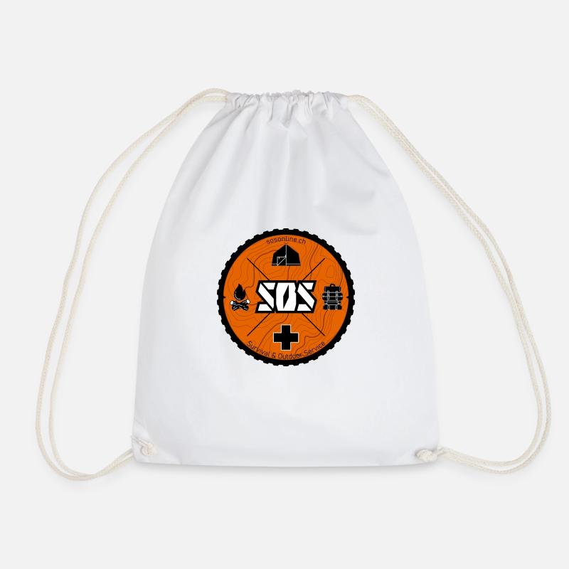SOS logo orange - Drawstring Bag - white