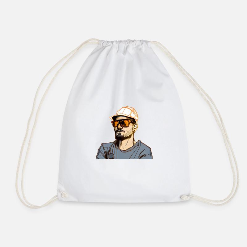 Straßenarbeiter Hipster mit Sonnenbrille und Helm - Turnbeutel - Weiß