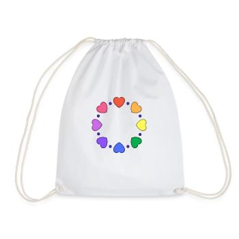 Regenbogen Herzen lila - Turnbeutel - Weiß - Vorne