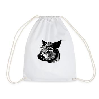 pig sweet pigs pigs animal animals 10 - Drawstring Bag - white - Front