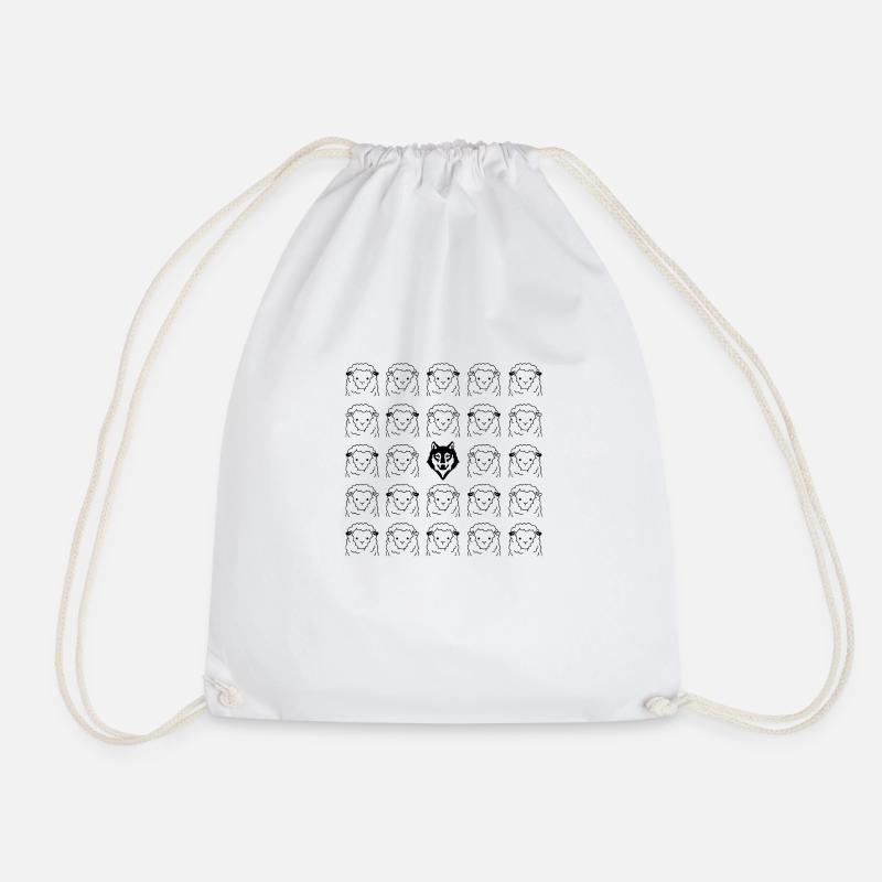 Sheep and wolves - Drawstring Bag - white
