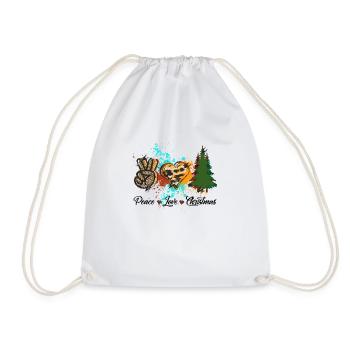 Peace Love Christmas - Drawstring Bag - white - Front