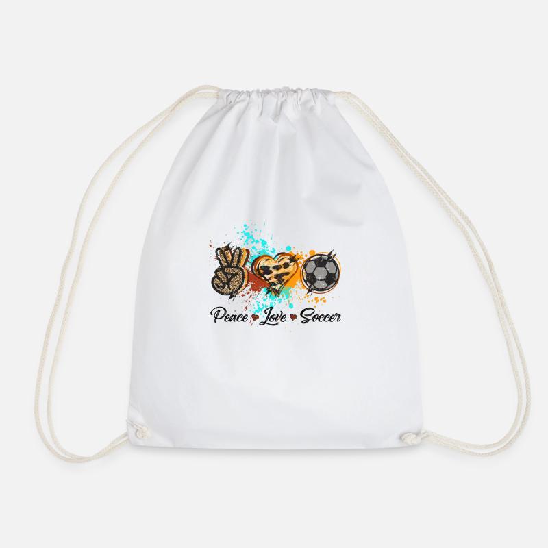 Peace Love Soccer - Drawstring Bag - white