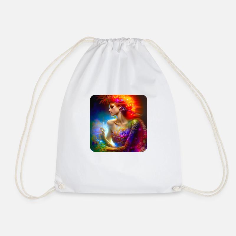 Floral Punk - Drawstring Bag - white