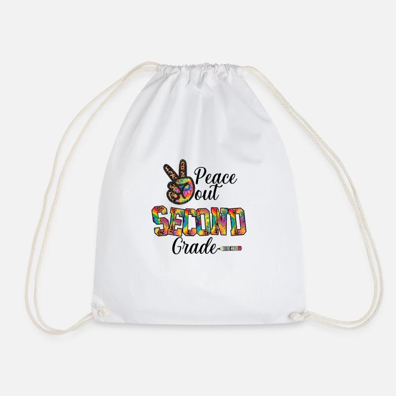 Peace Out Second Grade - Drawstring Bag - white