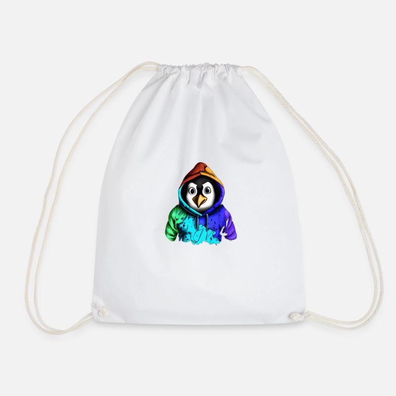 Überraschter Pinguin mit Pullover - Turnbeutel - Weiß