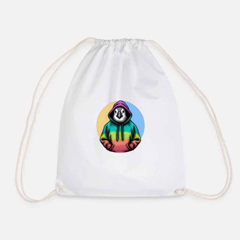 Klassiker Pinguin mit Pullover - Turnbeutel - Weiß