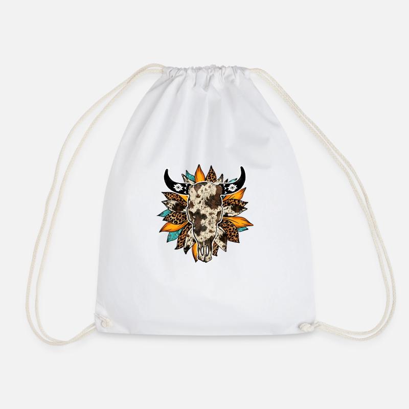 sunflower western - Drawstring Bag - white