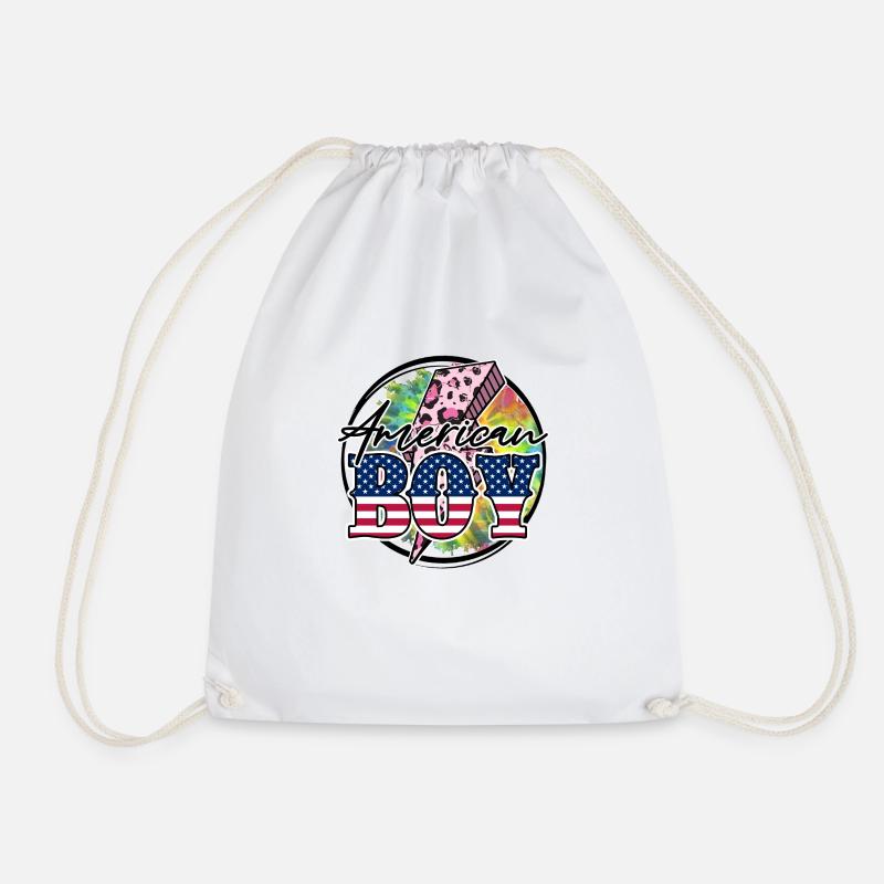 american boy - Drawstring Bag - white