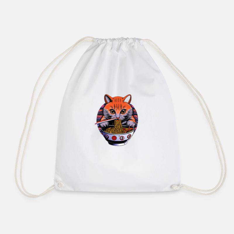 Le chat mignon aime la conception de nouilles ramen - Sac de sport léger - blanc