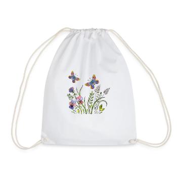 Butterflies - Drawstring Bag - white - Front