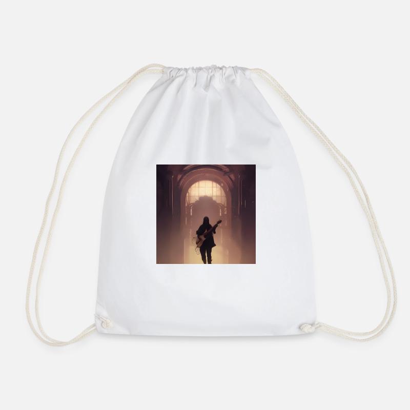 Lonely guitarist - Drawstring Bag - white