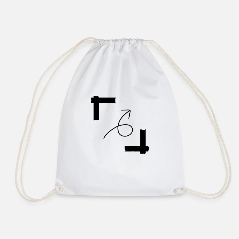 Edge arrow - Drawstring Bag - white