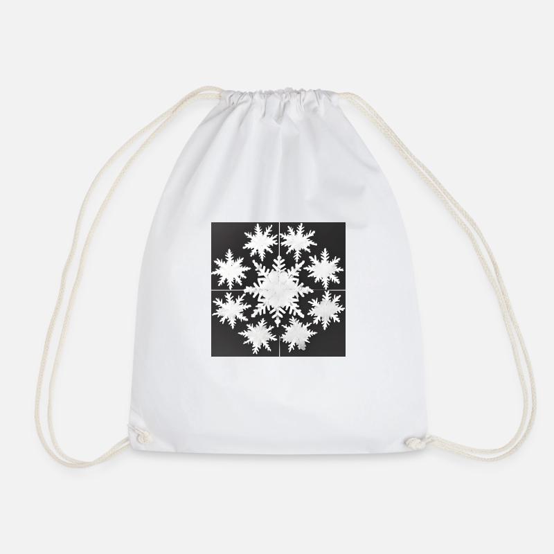 Snowflake design - Drawstring Bag - white