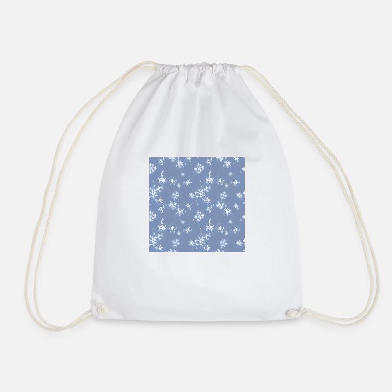 Snow pattern on a blue background - Drawstring Bag - white