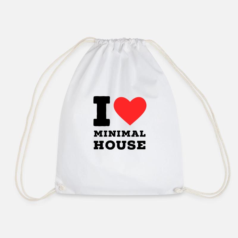 I love minimal house - Drawstring Bag - white
