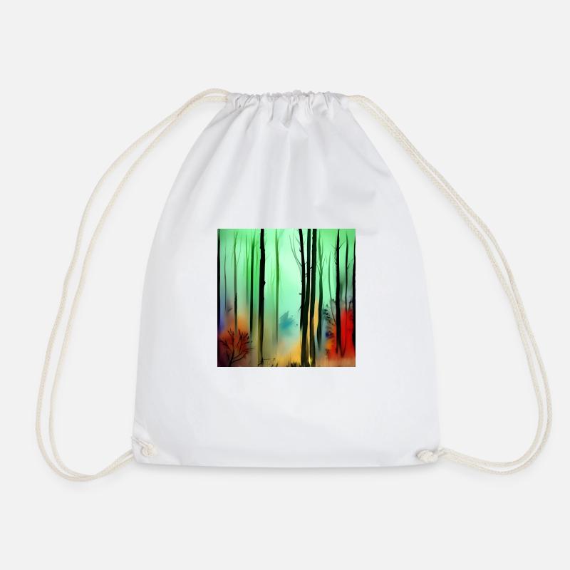 Autumn watercolor forest - Drawstring Bag - white